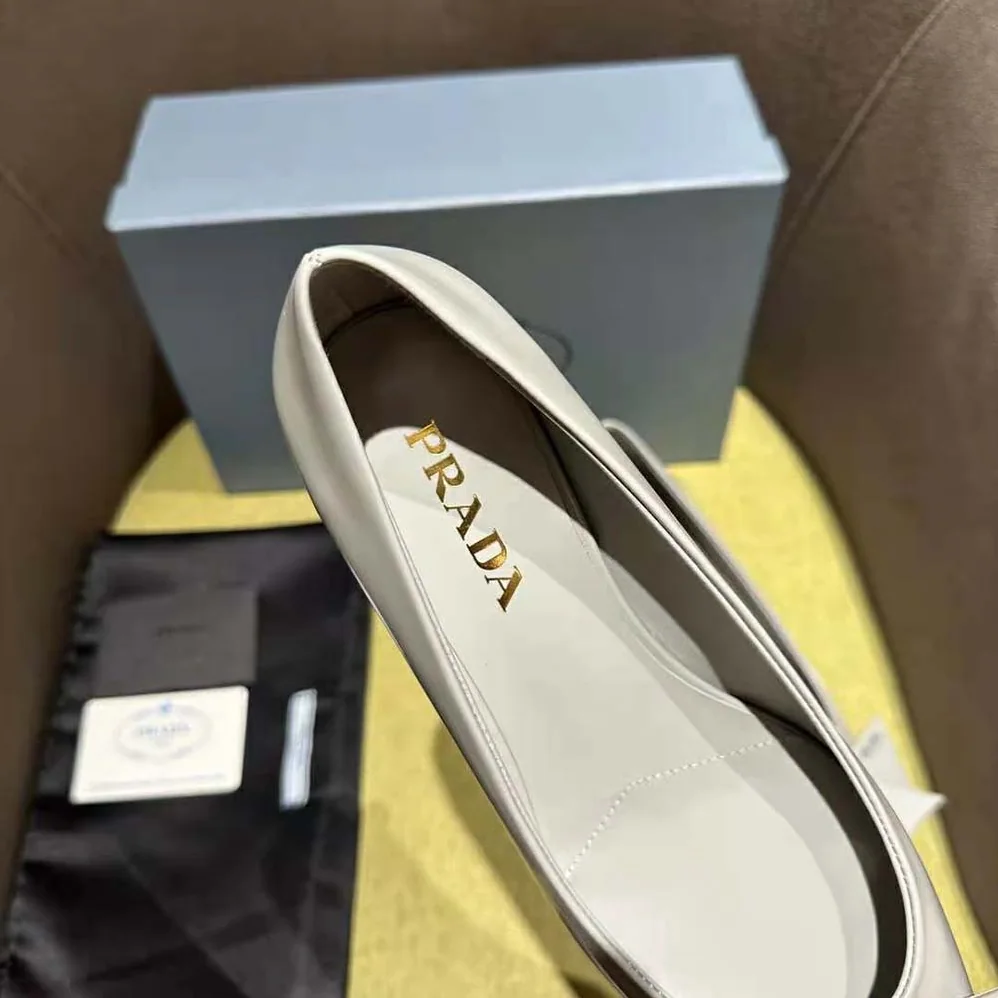 Prada Brushed Leather Pumps for Women in Gray