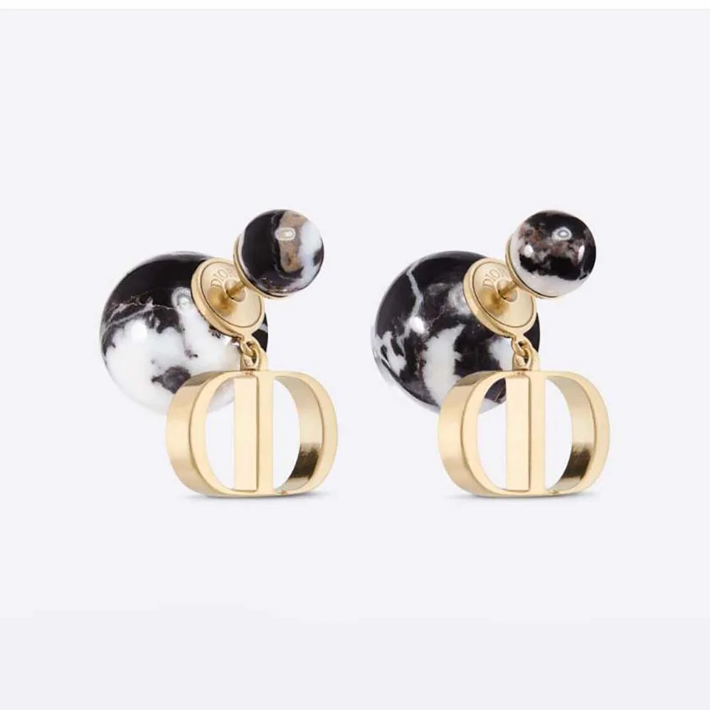 Dior Tribales Earrings Gold-Finish Metal and Black Jasper Pearls for Women Dior Tribales Earrings Gold-Finish Metal and Black Jasper Pearls for Women