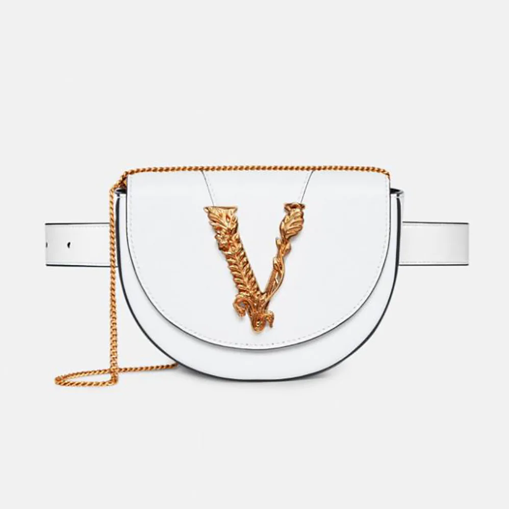 Versace Virtus Belt Bag in Calfskin Leather for Women in White