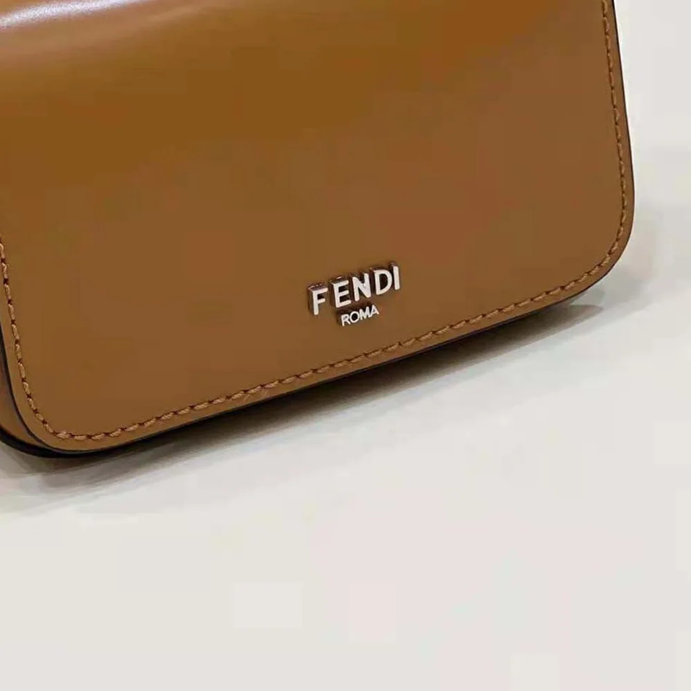 Fendi Nano Bag F Brown Leather Mini for Women in Bag Fendi Nano Bag F Brown Leather Mini for Women in Bag