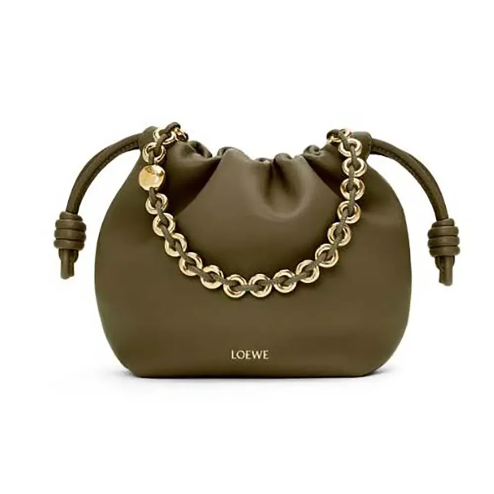 Loewe Mini Flamenco Purse Bag in Mellow Nappa Lambskin for Unisex in Dark Khaki Green Loewe Mini Flamenco Purse Bag in Mellow Nappa Lambskin for Unisex in Dark Khaki Green