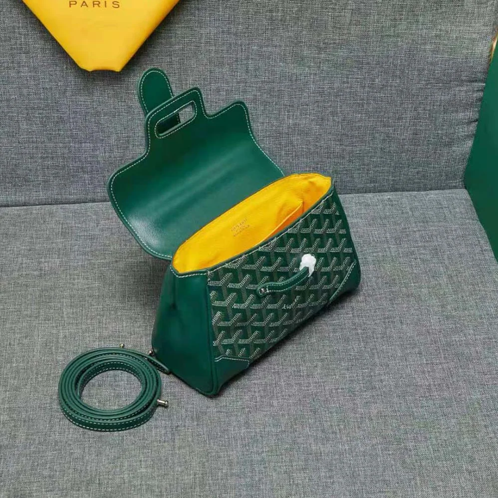Goyard Sac Saïgon Souple Mini in Toile Goyardine & Chevroches Calfskin for Women in Green Goyard Sac Saïgon Souple Mini in Toile Goyardine & Chevroches Calfskin for Women in Green