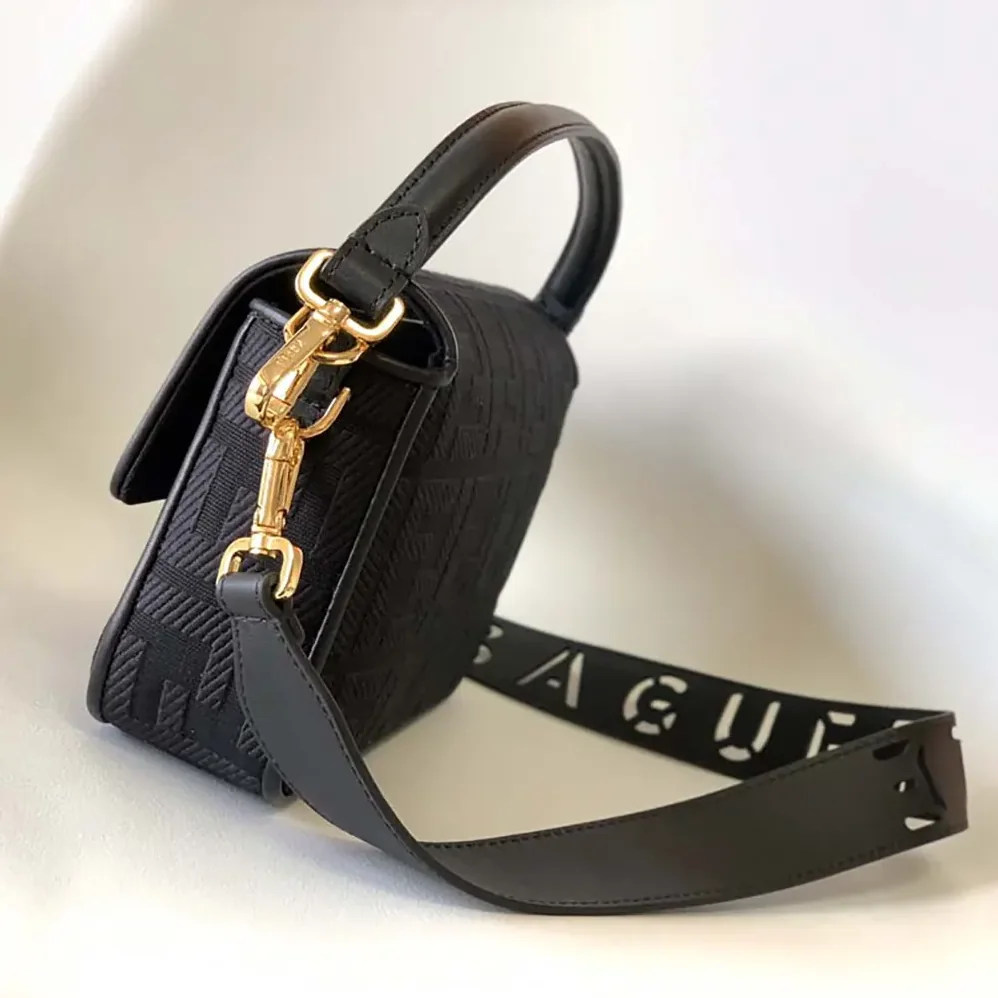Fendi Baguette Black Denim Bag with FF Embroidery for Women
