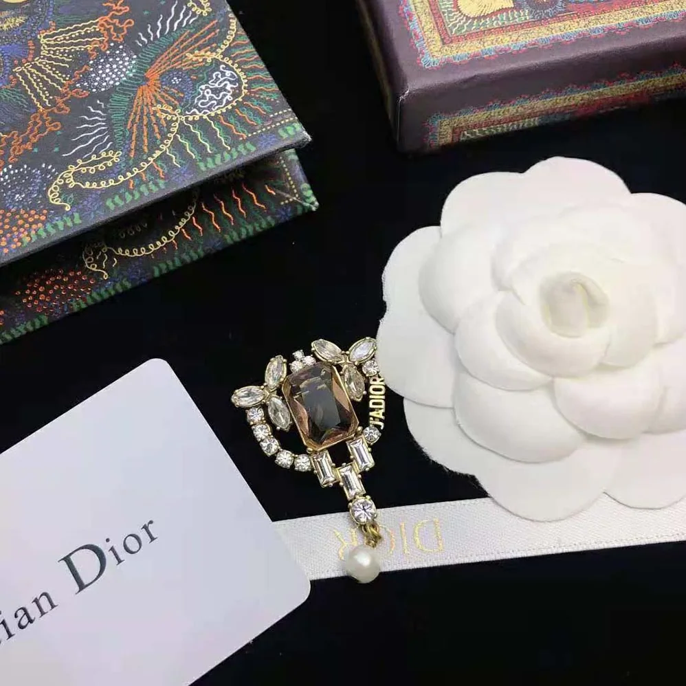Dior J adior Brooch Antique Gold-Finish Metal and a White Resin Pearl for Women