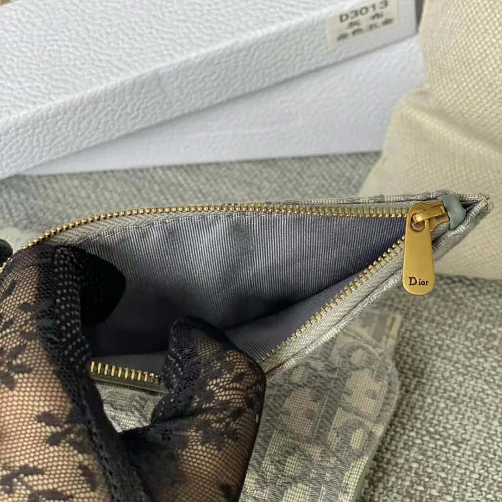 Dior Long Saddle Wallet with Chain Gray Dior Oblique Jacquard for Women