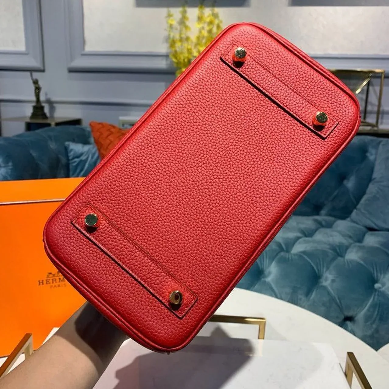 Hermes Birkin Red Semi Handstitched With Gold Toned Hardware / Hermes Birkin Red Semi Handstitched With Gold Toned Hardware /