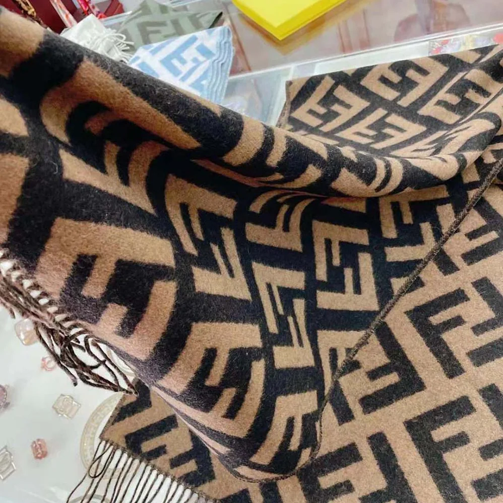 Fendi FF Scarf Brown Cashmere Scarf for Women Fendi FF Scarf Brown Cashmere Scarf for Women