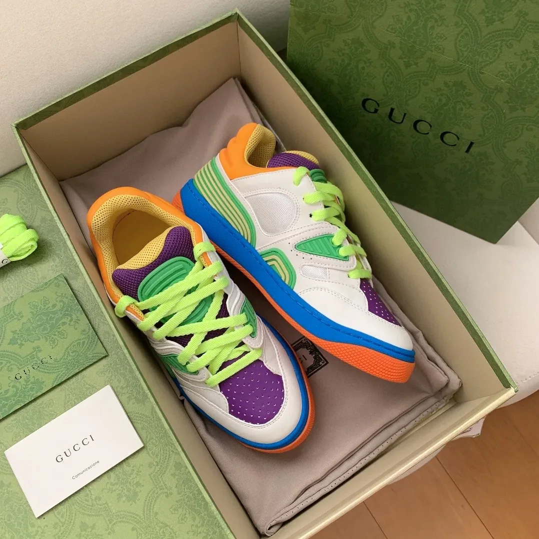 Gucci Basket Sneaker White Green And Purple for Men