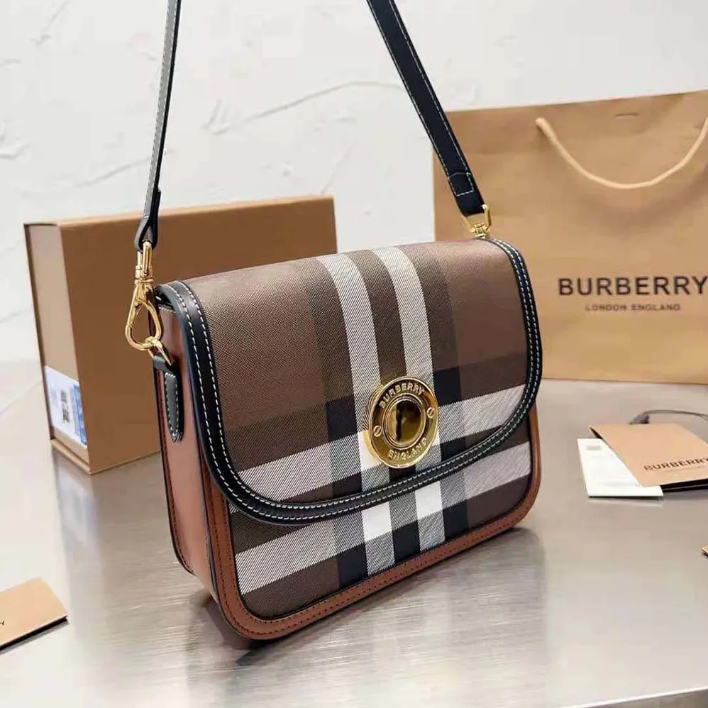 Burberry Check and Leather Small Elizabeth Bag for Women