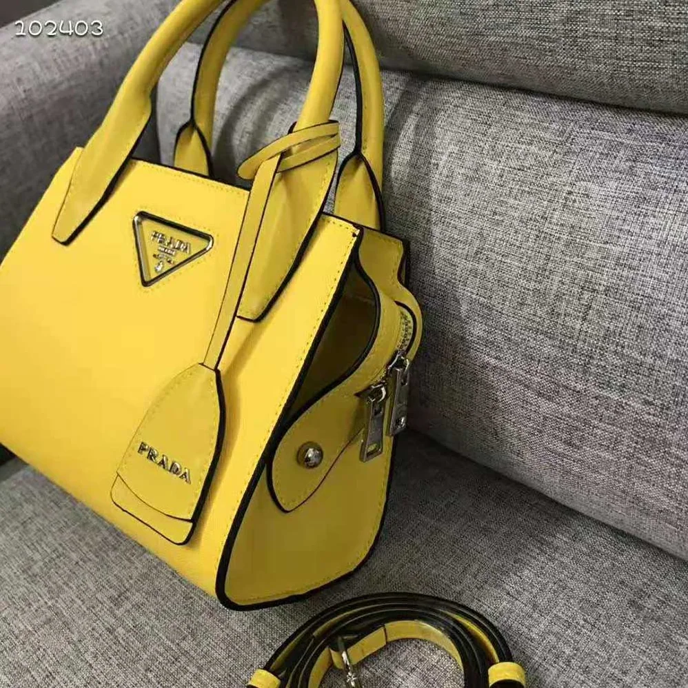 Prada Saffiano leather Prada Kristen Handbag for Women in Yellow Prada Saffiano leather Prada Kristen Handbag for Women in Yellow