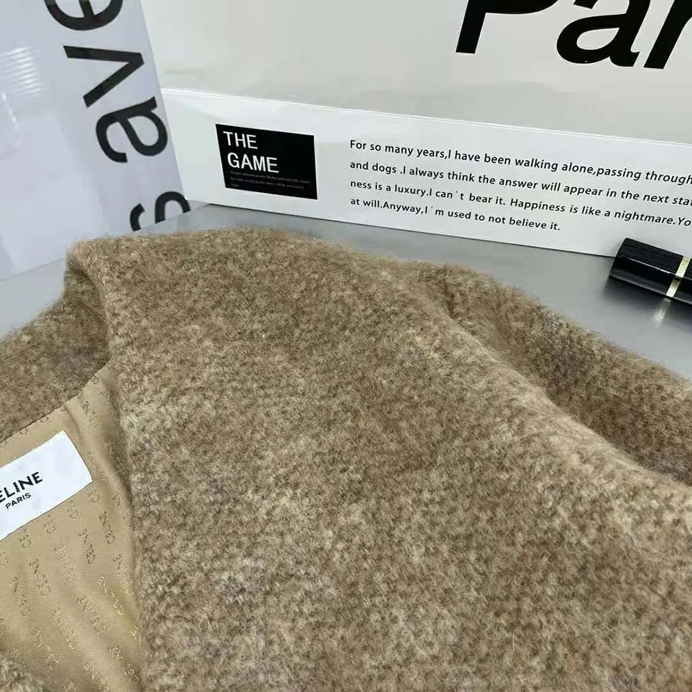 Celine Oversized Cardigan in Alpaca Wool for Women in Brown
