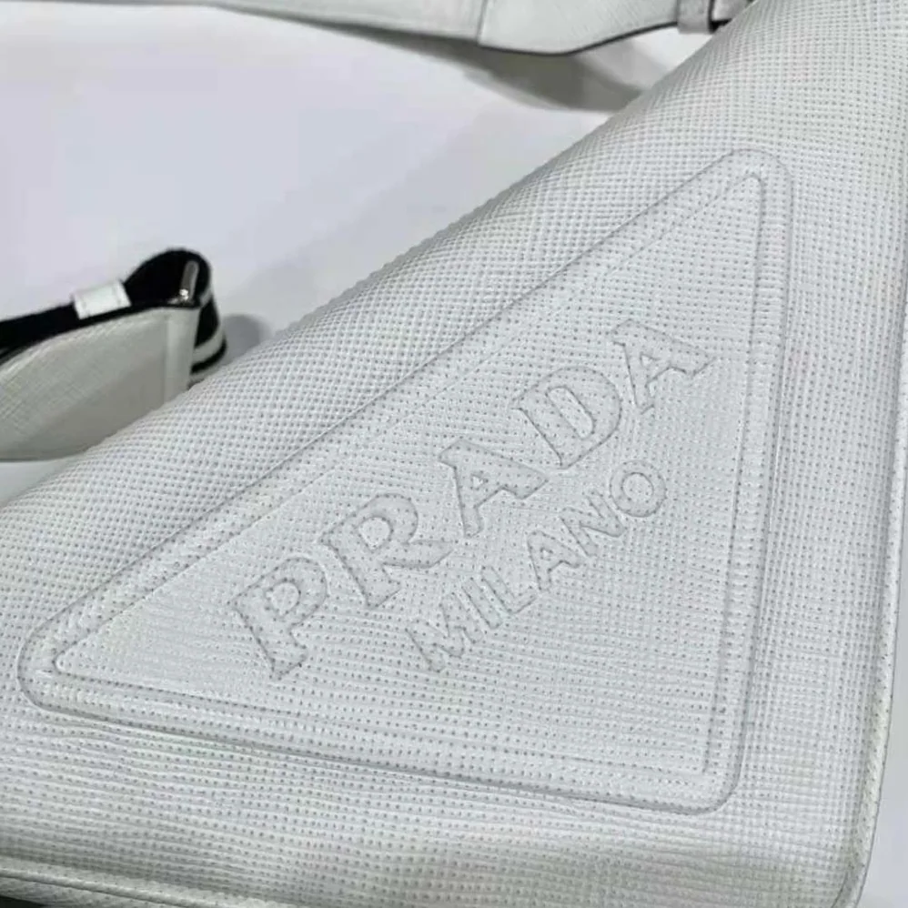 Prada Saffiano Prada Triangle Bag for Women in White Prada Saffiano Prada Triangle Bag for Women in White