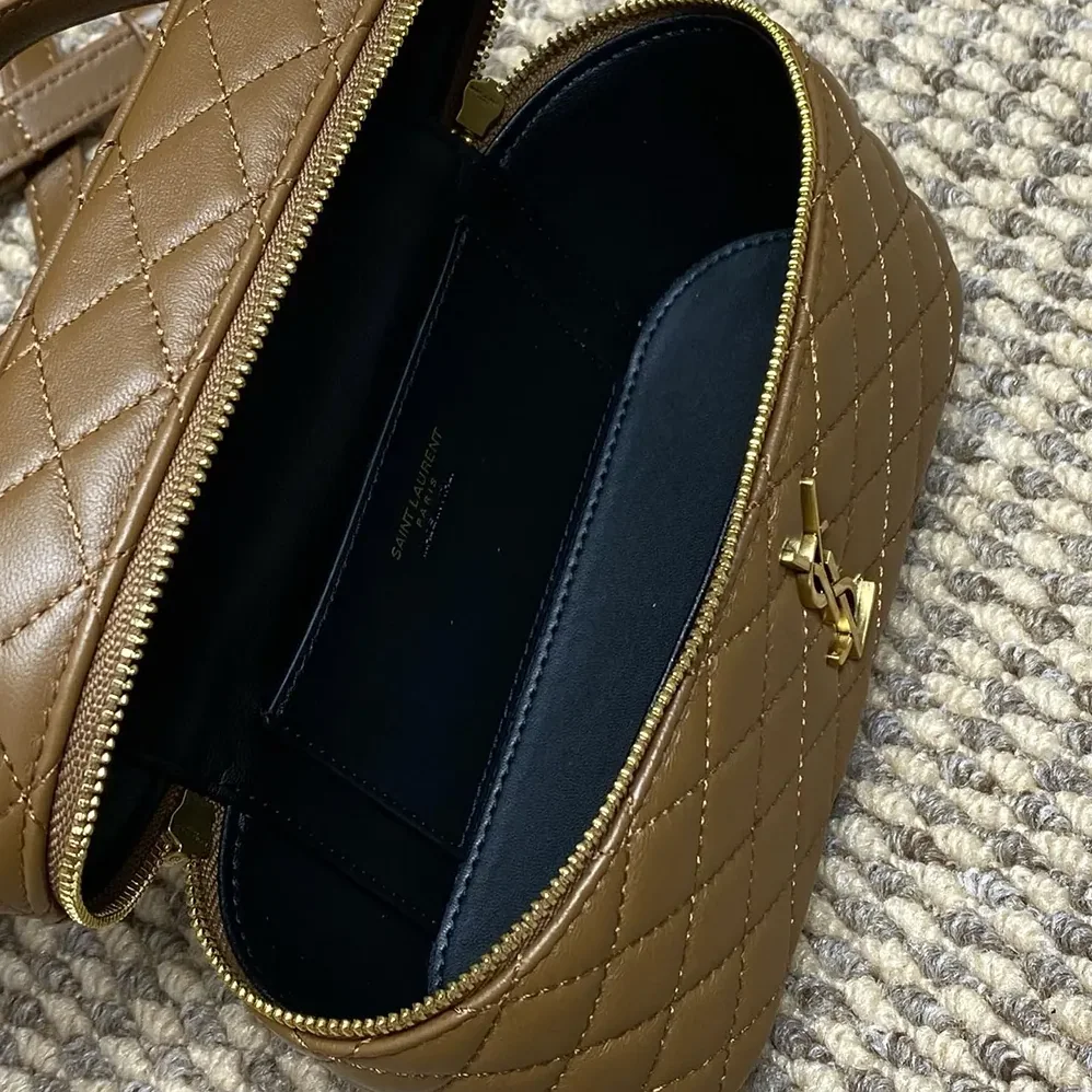Saint Laurent YSL Gaby Vanity Bag In Lambskin for Women in Brown Saint Laurent YSL Gaby Vanity Bag In Lambskin for Women in Brown