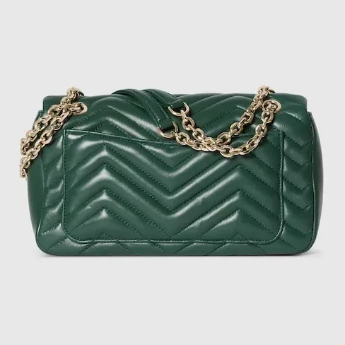 Gucci Marmont Medium Shoulder Bag in Green Light Gold Hardware