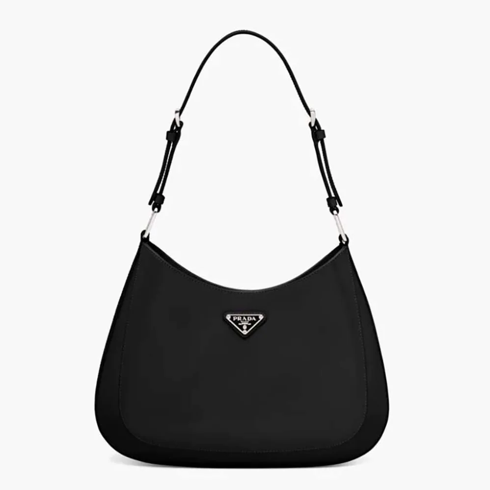 Prada Cleo Brushed Leather Shoulder Bag for Women in Black