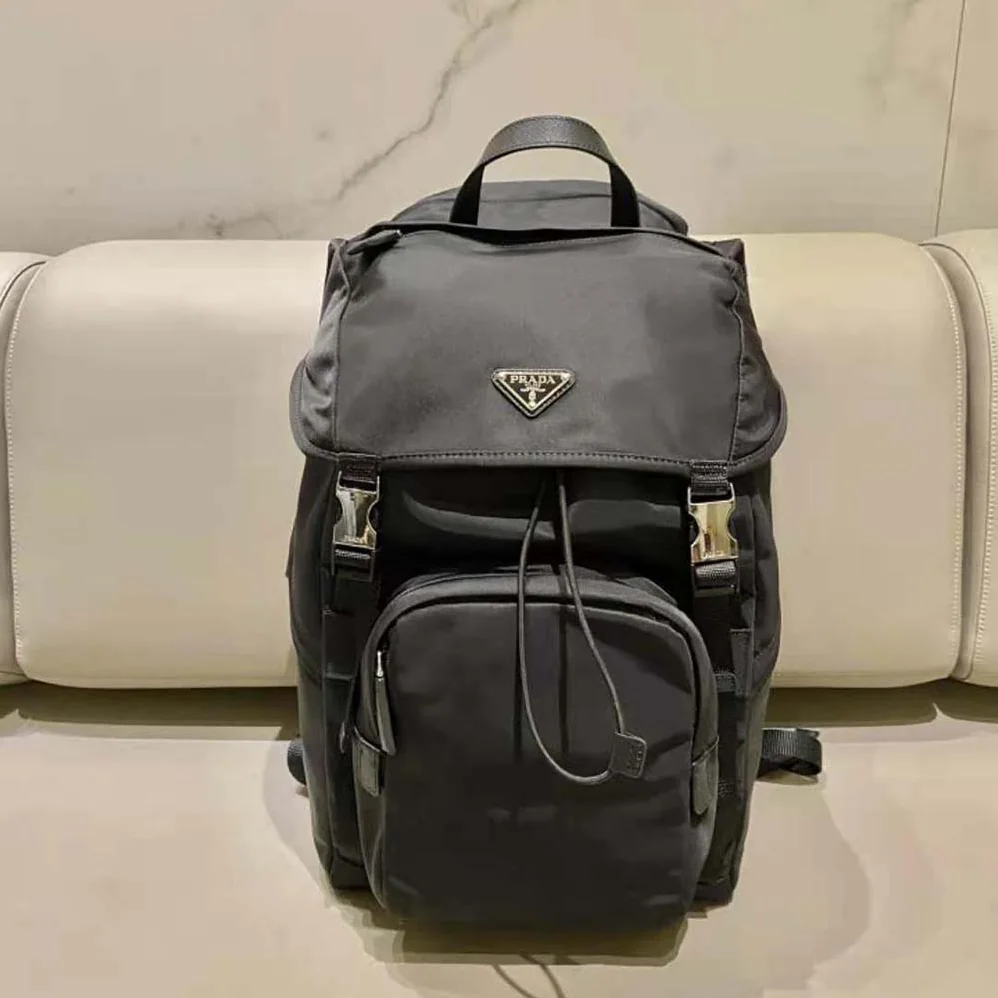 Prada Re-Nylon and Saffiano Leather Backpack with Hood for Men Prada Re-Nylon and Saffiano Leather Backpack with Hood for Men