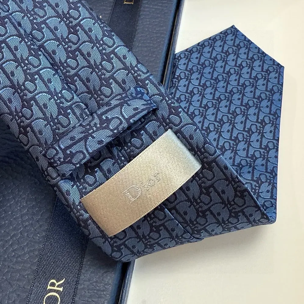 Dior Oblique Tie Blue and Black Silk for Men Dior Oblique Tie Blue and Black Silk for Men