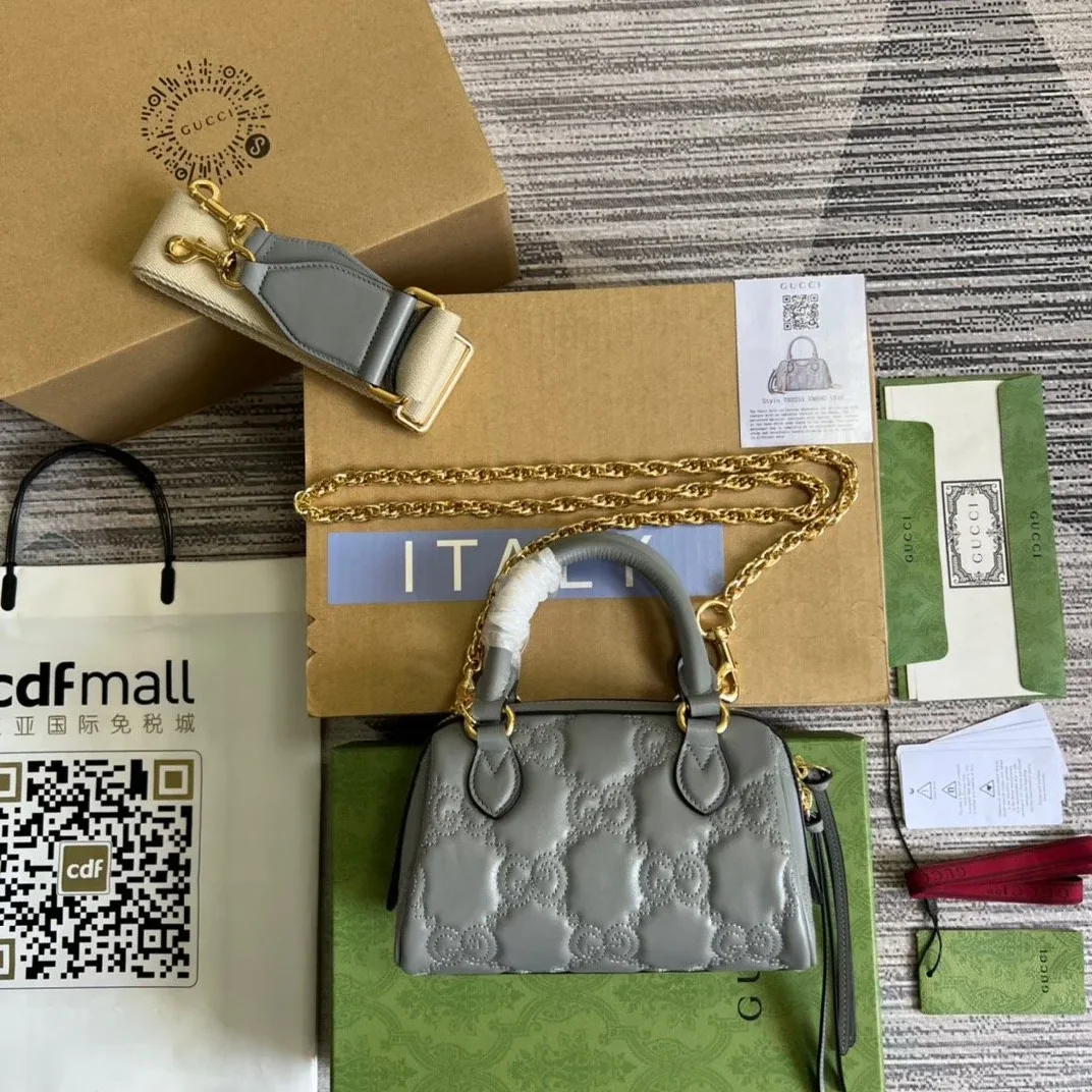 Gucci Matelasse Top Handle Bag Grey