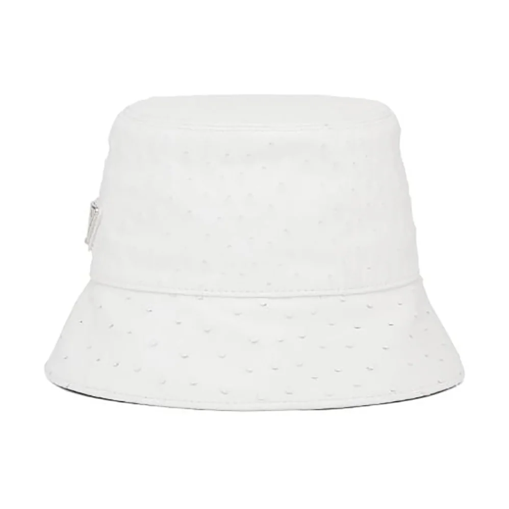 Prada Ostrich Leather Bucket Hat for Women in White Prada Ostrich Leather Bucket Hat for Women in White