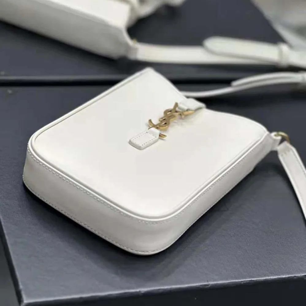 Saint Laurent YSL Le 5 à 7 Mini Vertical in Shiny Leather for Women in White Saint Laurent YSL Le 5 à 7 Mini Vertical in Shiny Leather for Women in White