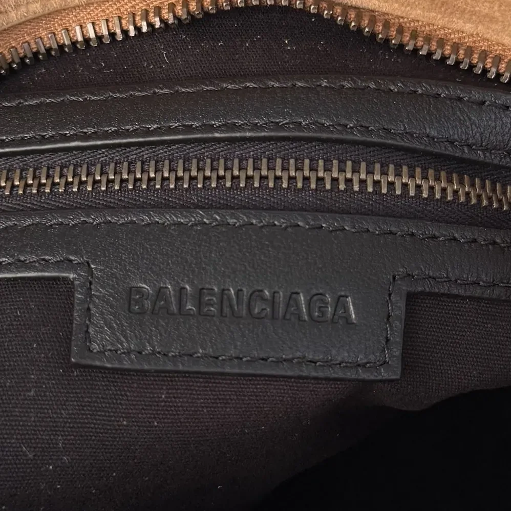 Balenciaga Le City Bag Small in Camel Suede Calfskin for Women