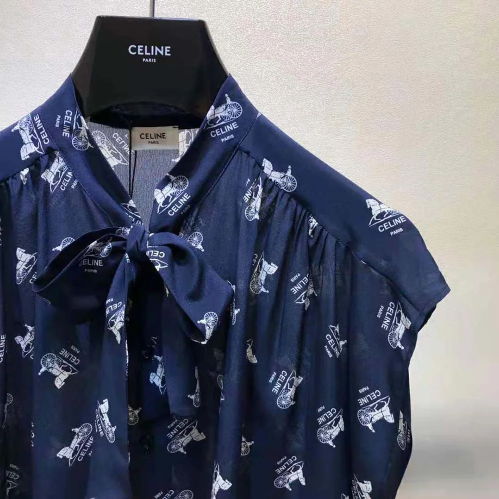 Celine Lavalliere Blouse in Crepe DE Chine for Women Celine Lavalliere Blouse in Crepe DE Chine for Women