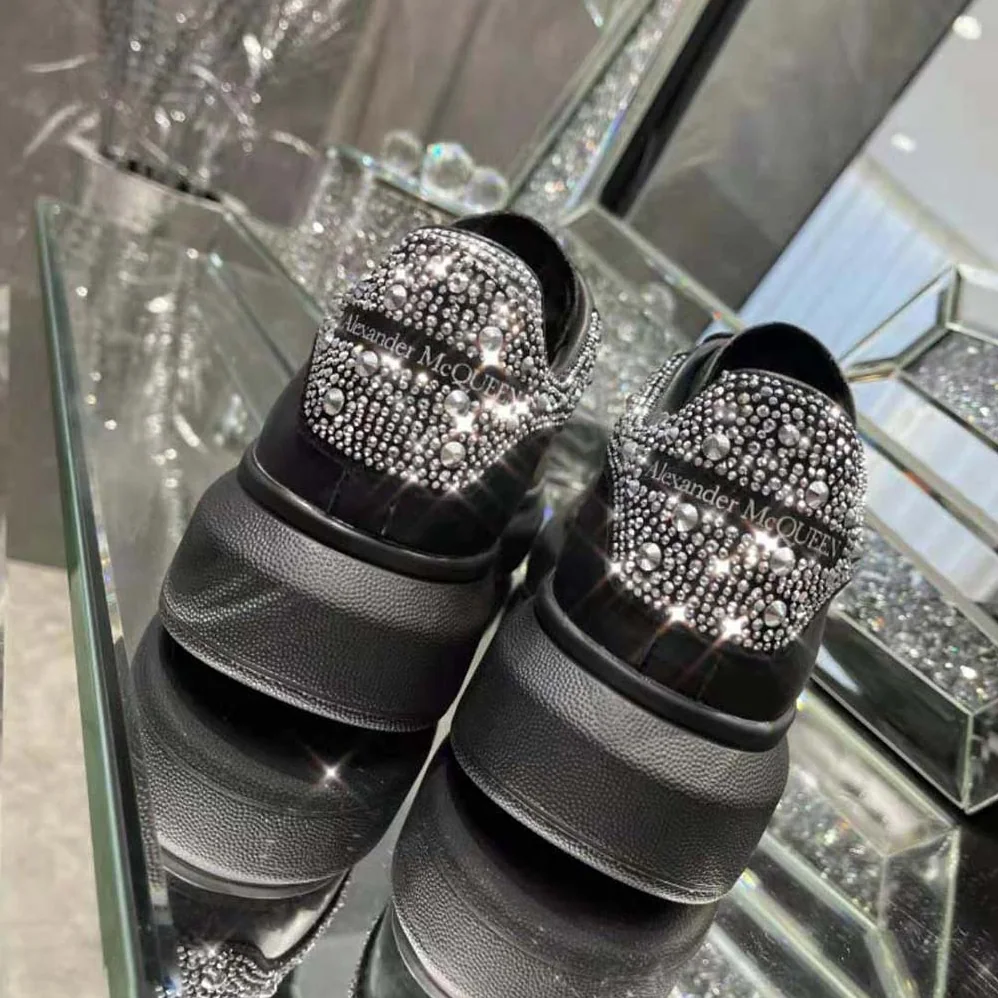 Alexander Mcqueen Oversized Sneaker Black Smooth Calf Leather for Women