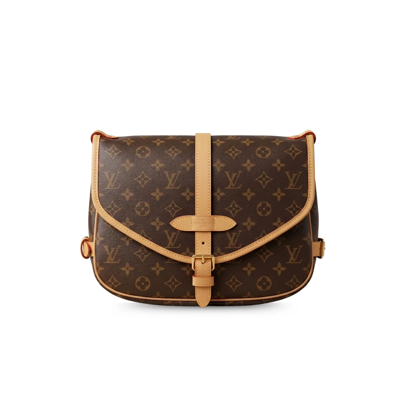 Louis Vuitton Saumur MM Crossbody Bag Brown Monogram Canvas Gold Hardware