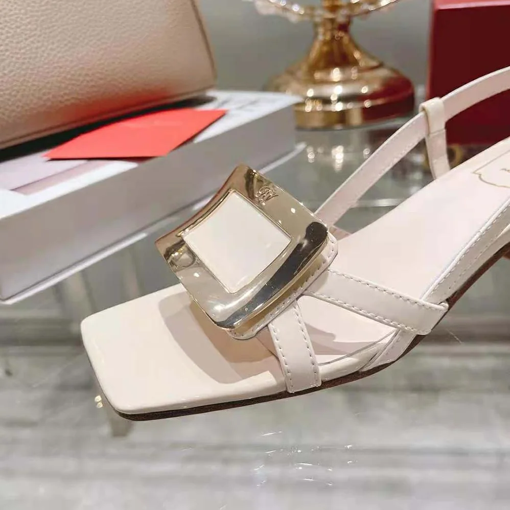 Roger Vivier Belle Vivier Metal Buckle Sandals in Patent Leather for Women Roger Vivier Belle Vivier Metal Buckle Sandals in Patent Leather for Women