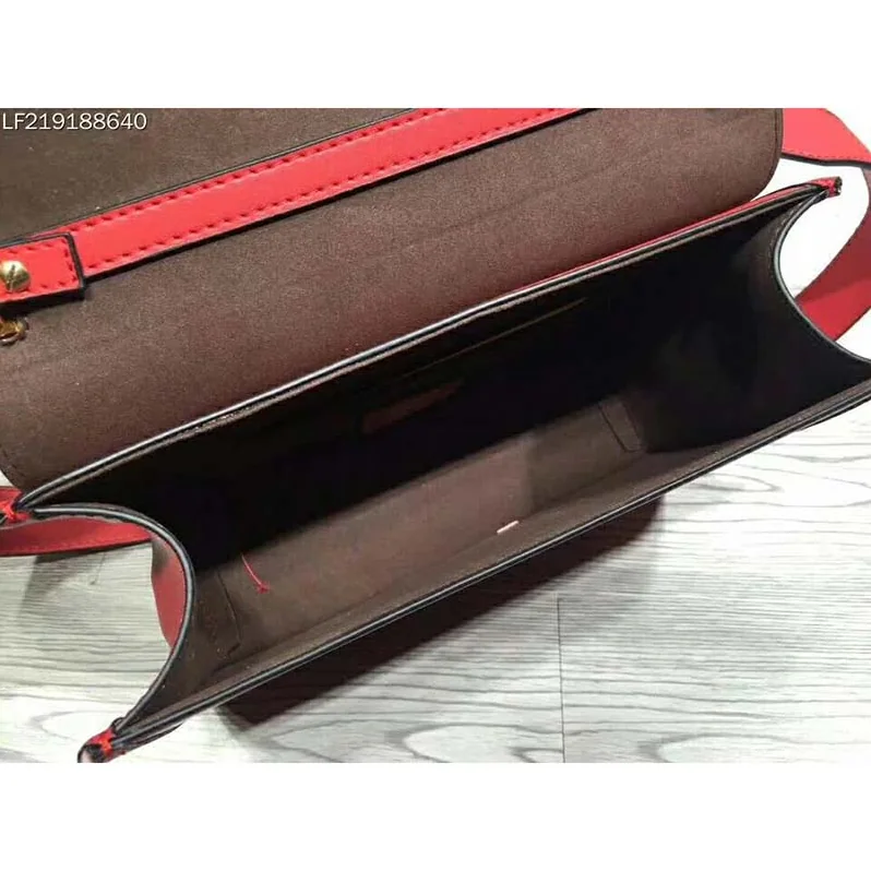Fendi KAN I F Top Flap Leather Bag with Strap in Red