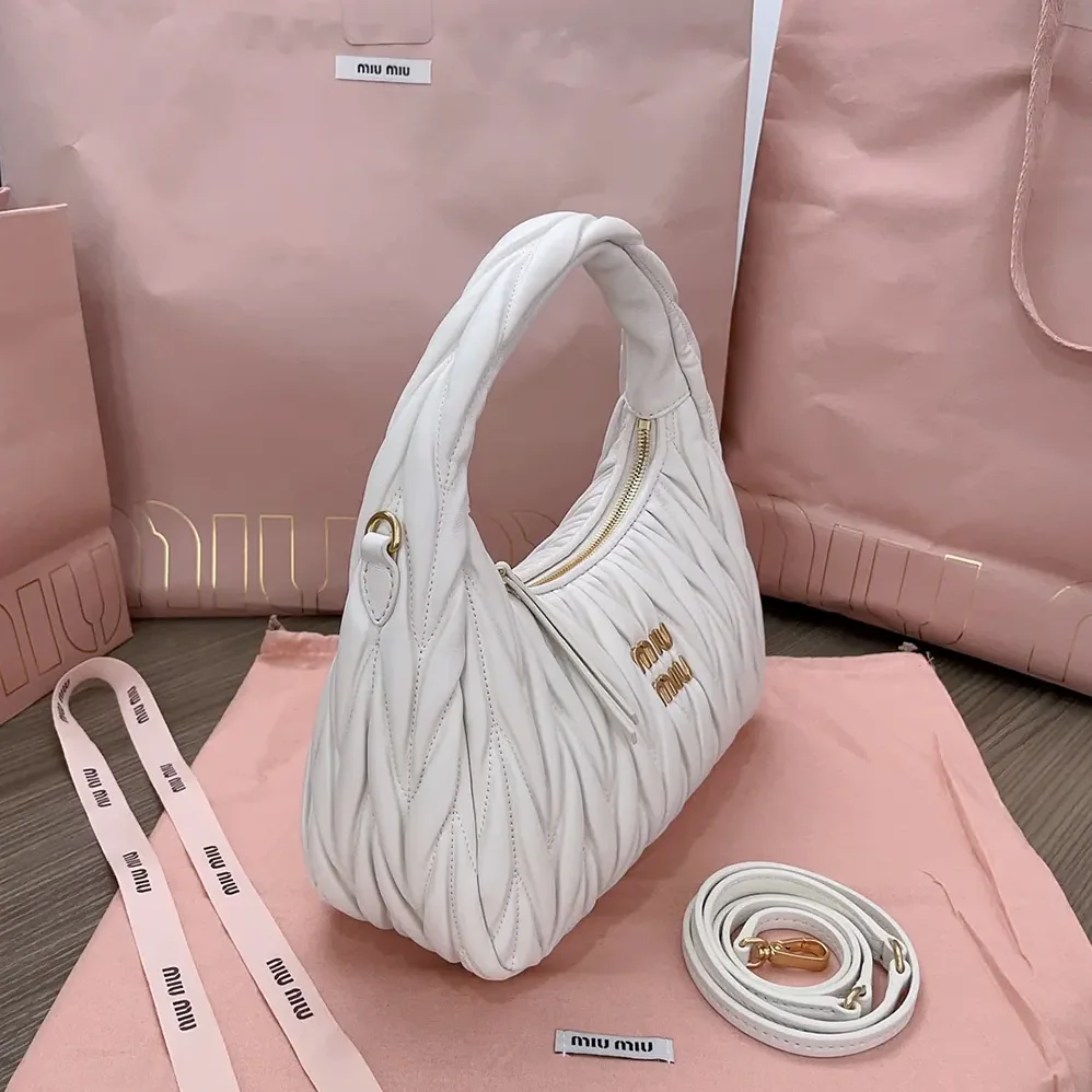 Miu Miu Wander Matelassé Nappa Leather Hobo Bag for Women