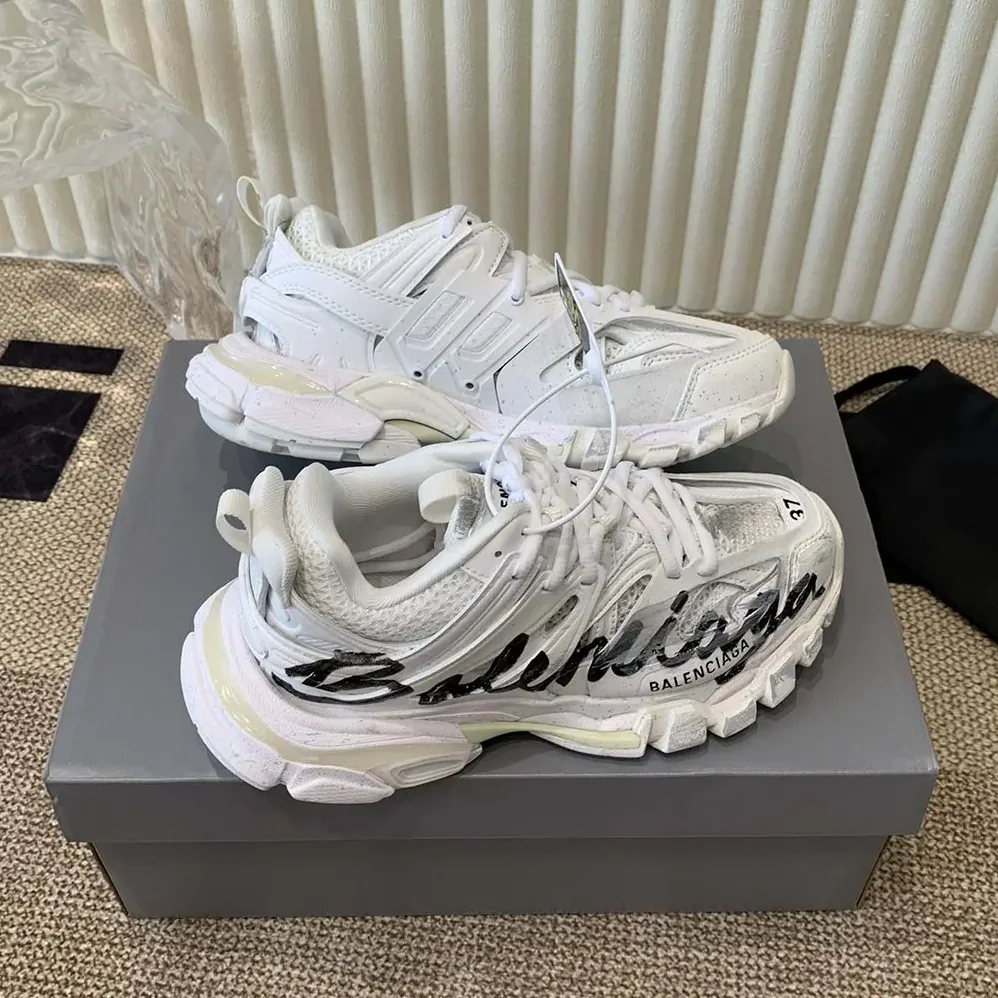 Balenciaga Track Signature Sneaker in White and Black for Unisex Balenciaga Track Signature Sneaker in White and Black for Unisex