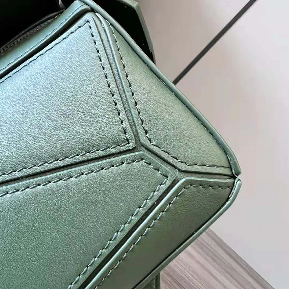 Loewe Mini Puzzle Bag in Satin Calfskin for Women in Green