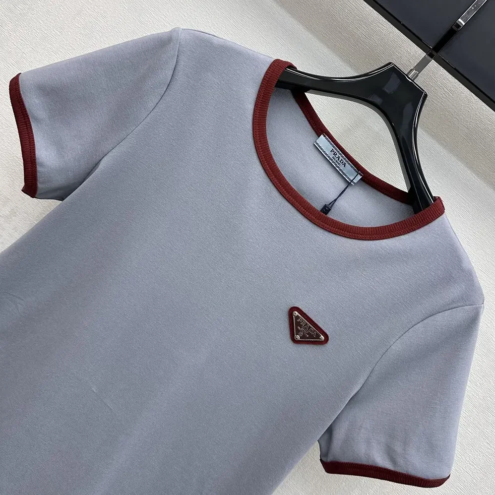 Prada Cotton T-Shirt for Women in Light Blue Prada Cotton T-Shirt for Women in Light Blue