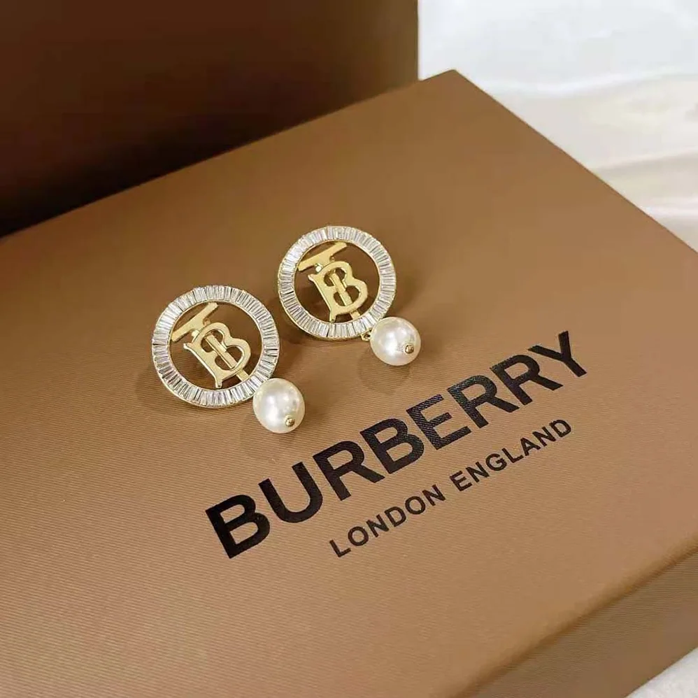 Burberry Pearl Detail Gold for Women in plated Monogram Motif Earrings Burberry Pearl Detail Gold for Women in plated Monogram Motif Earrings