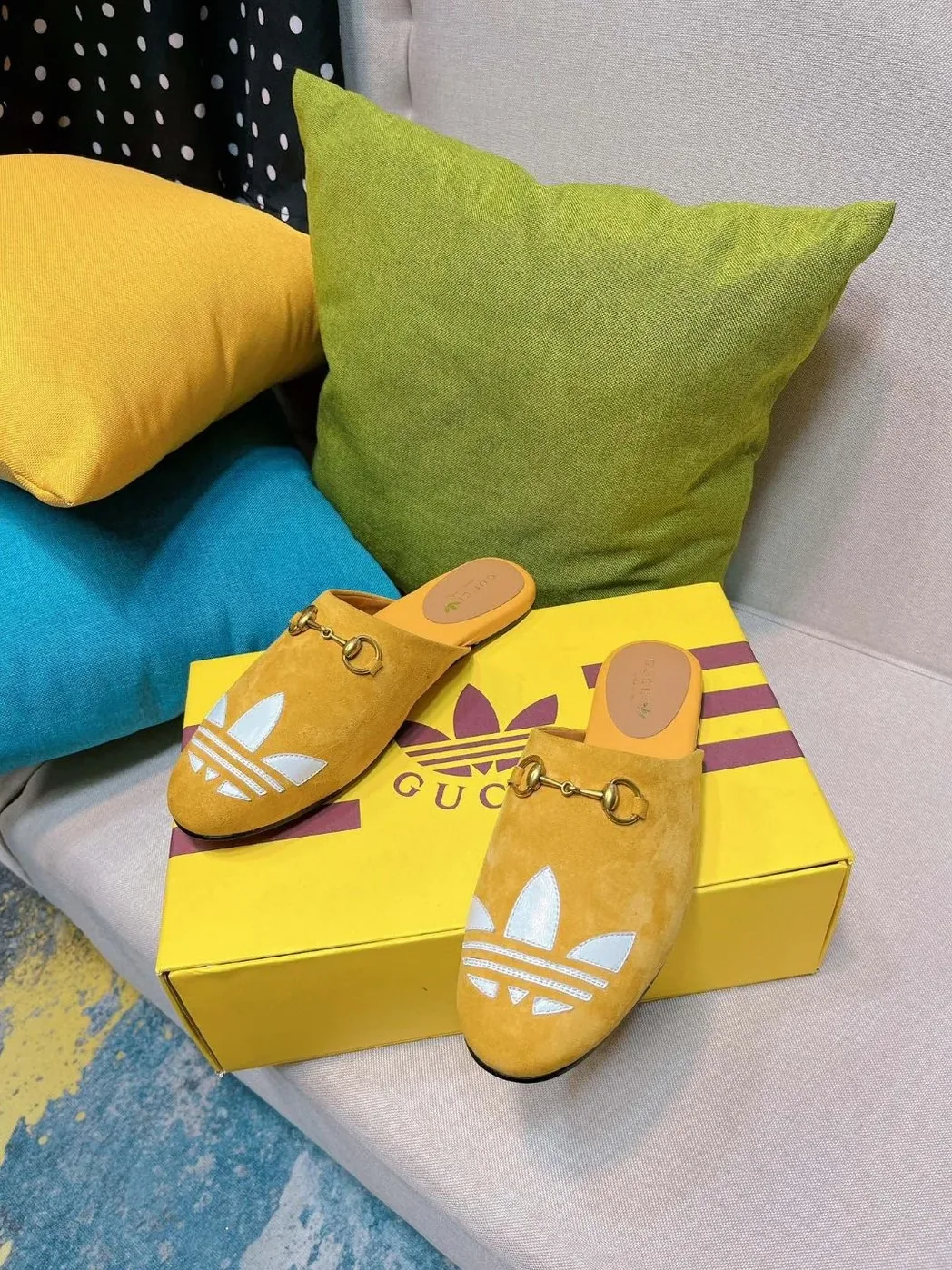 Gucci x Adidas GG Trefoil Slipper Yellow for Women Gucci x Adidas GG Trefoil Slipper Yellow for Women