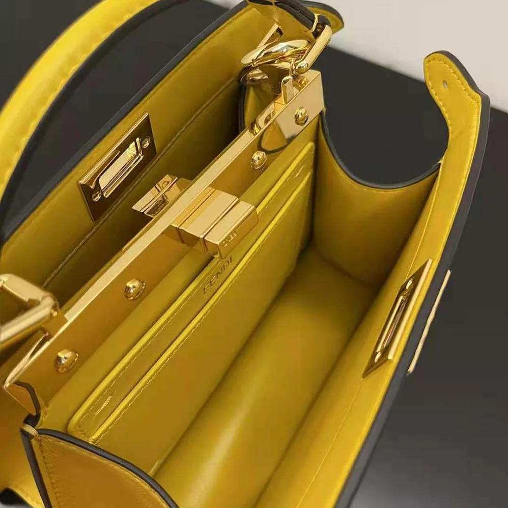 Fendi Peekaboo ISeeU Petite Yellow Padded Nappa Leather Bag for Women