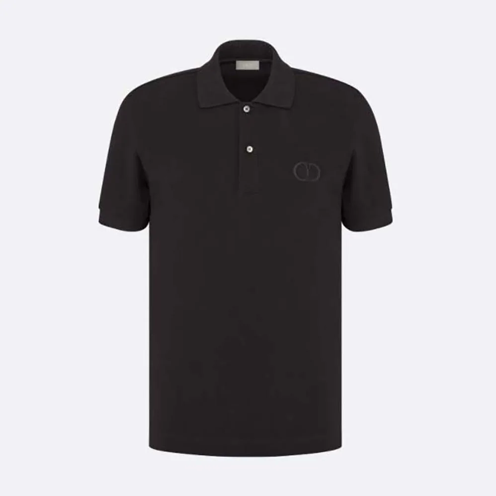 Dior CD Icon Polo Shirt Black Cotton Pique for Men Dior CD Icon Polo Shirt Black Cotton Pique for Men