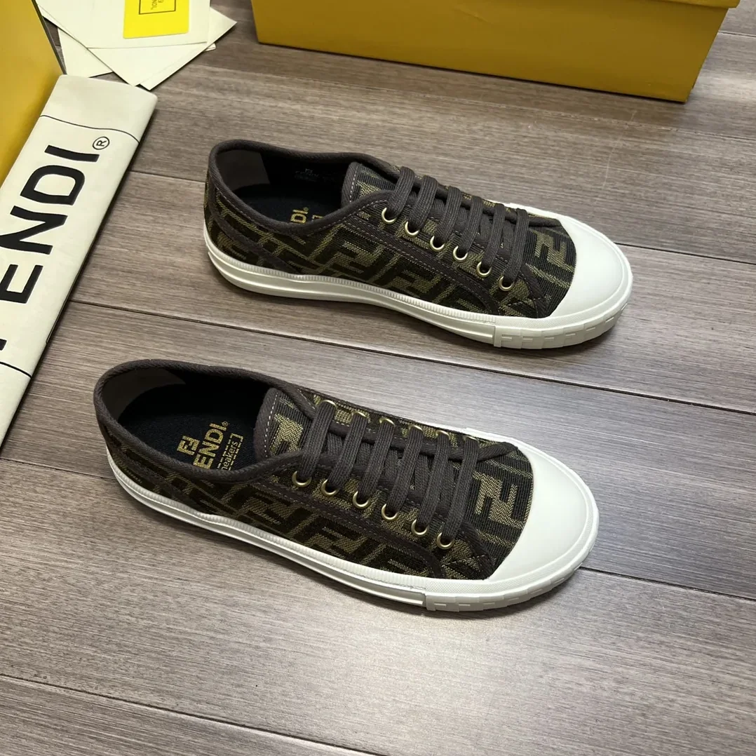 Fendi FD Domino Fabric Low-Tops Sneakers Brown 7E1553AJZXF0R7V Fendi FD Domino Fabric Low-Tops Sneakers Brown 7E1553AJZXF0R7V