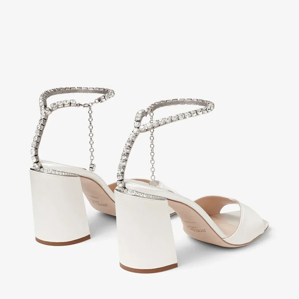 Jimmy Choo Saeda Sandal Block Heel 85 Ivory SAEDASANDALBH85BGH Jimmy Choo Saeda Sandal Block Heel 85 Ivory SAEDASANDALBH85BGH