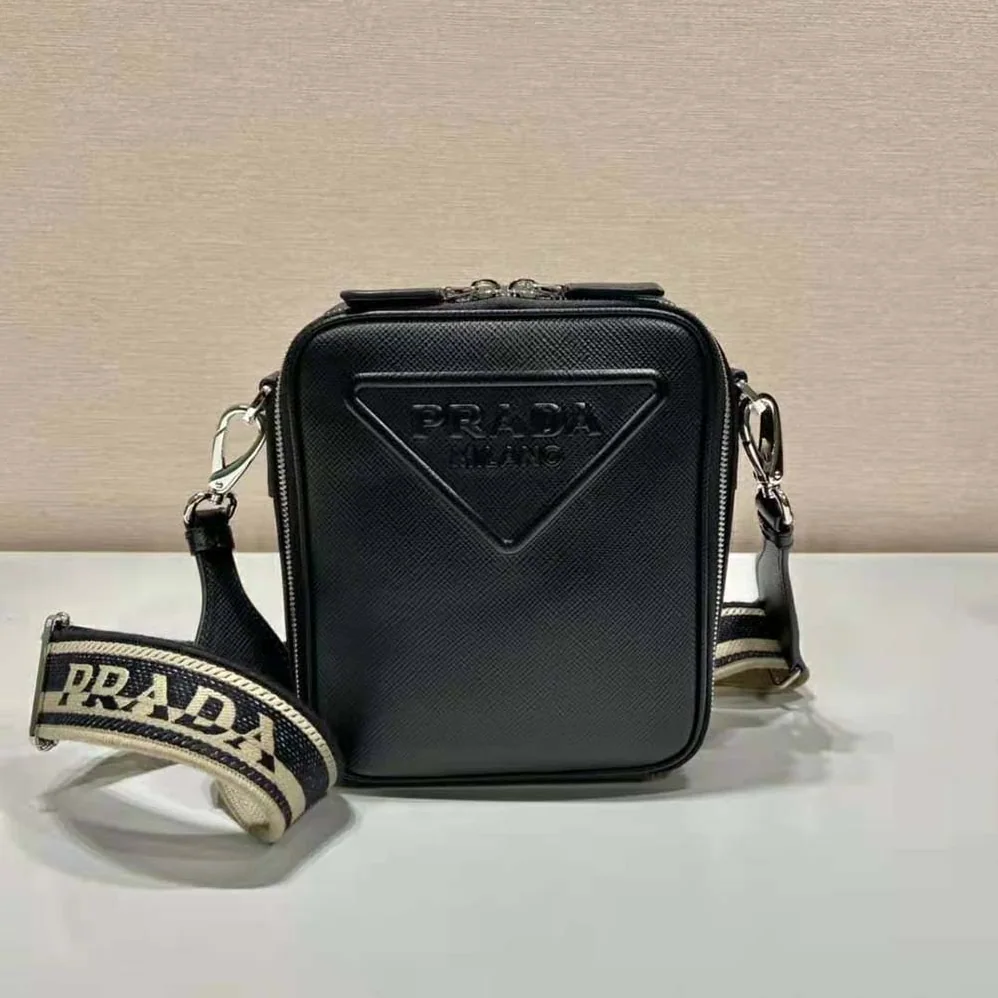Prada Saffiano Leather Shoulder Bag for Women in Black