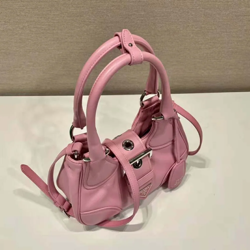 Prada Moon Re-Nylon and Leather Bag for Women in Pink Prada Moon Re-Nylon and Leather Bag for Women in Pink