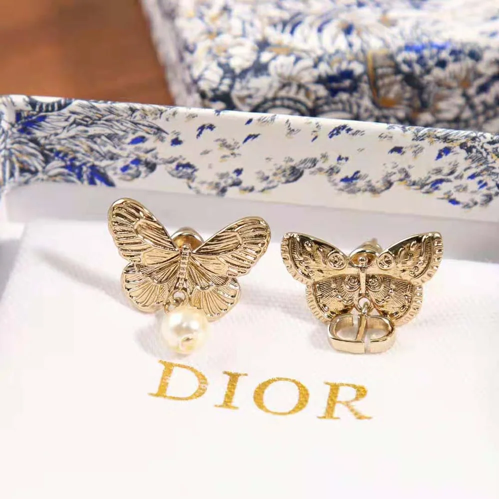 Dior Métamorphose Earrings Matte Gold-Finish Metal with White Resin Pearl for Women