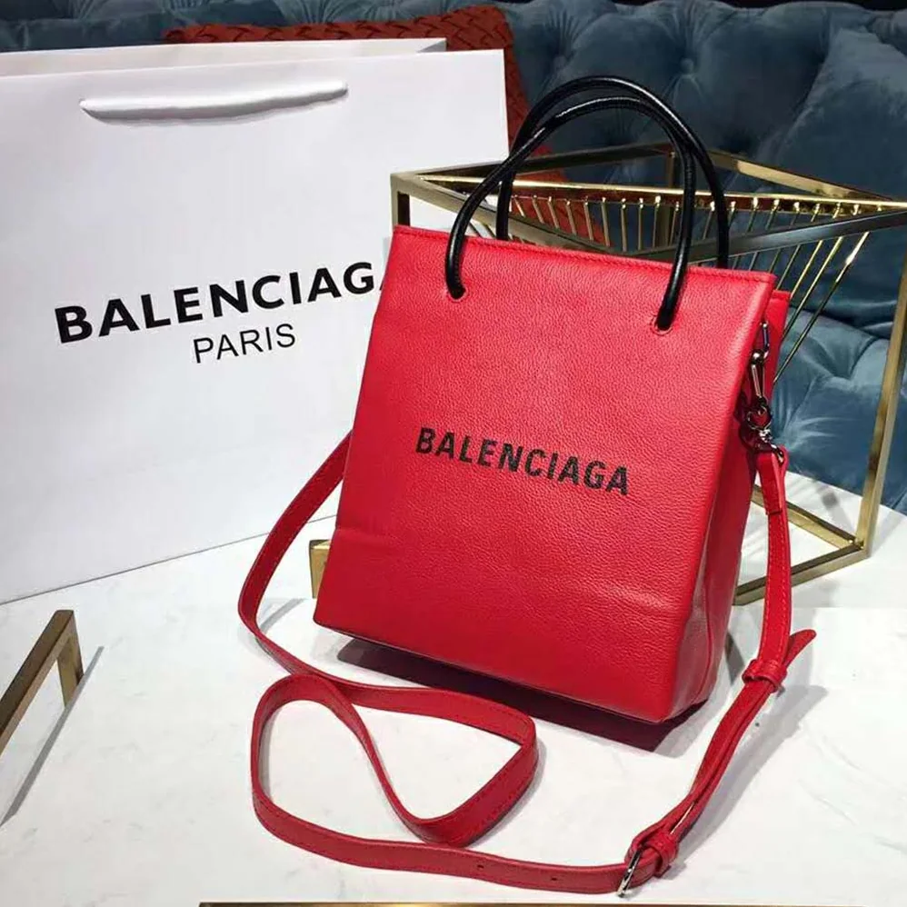 Balenciaga Shooping Tote XXS Small Natural Grain Calfskin for Women in Red