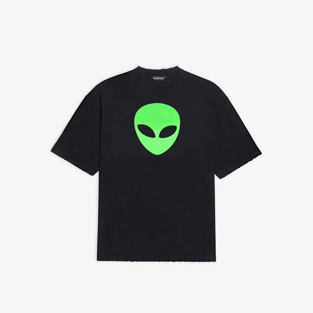 Balenciaga Alien Medium Fit T-shirt in White Vintage Jersey for Women