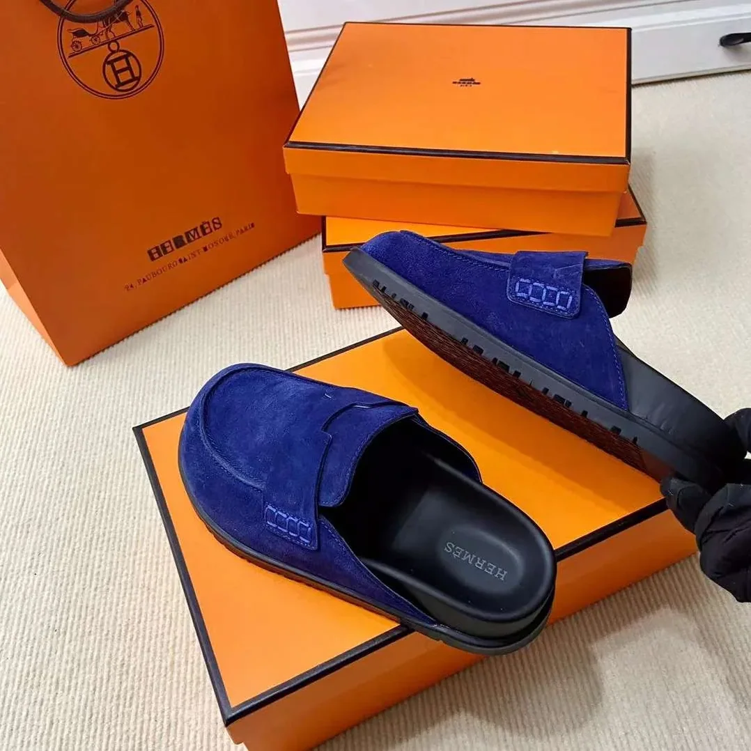 Hermes Go Mule Navy Blue