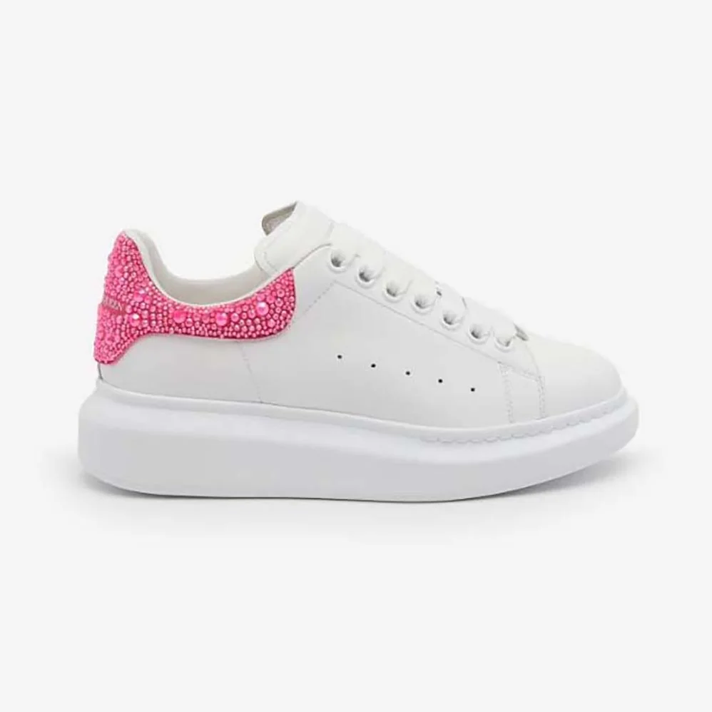 Alexander Mcqueen Oversized Sneaker in White for Women in halo Pink Alexander Mcqueen Oversized Sneaker in White for Women in halo Pink