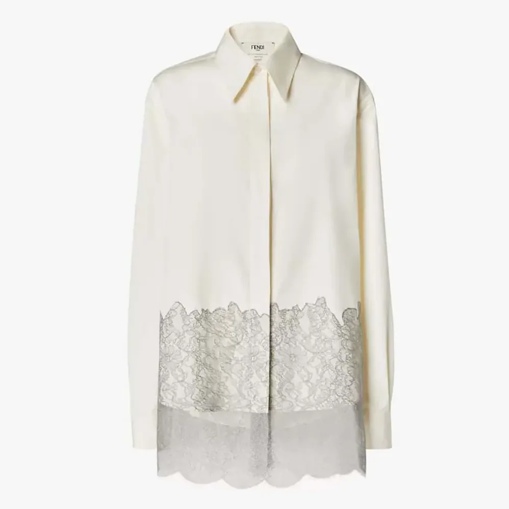 Fendi White Cotton Poplin Shirt for Women