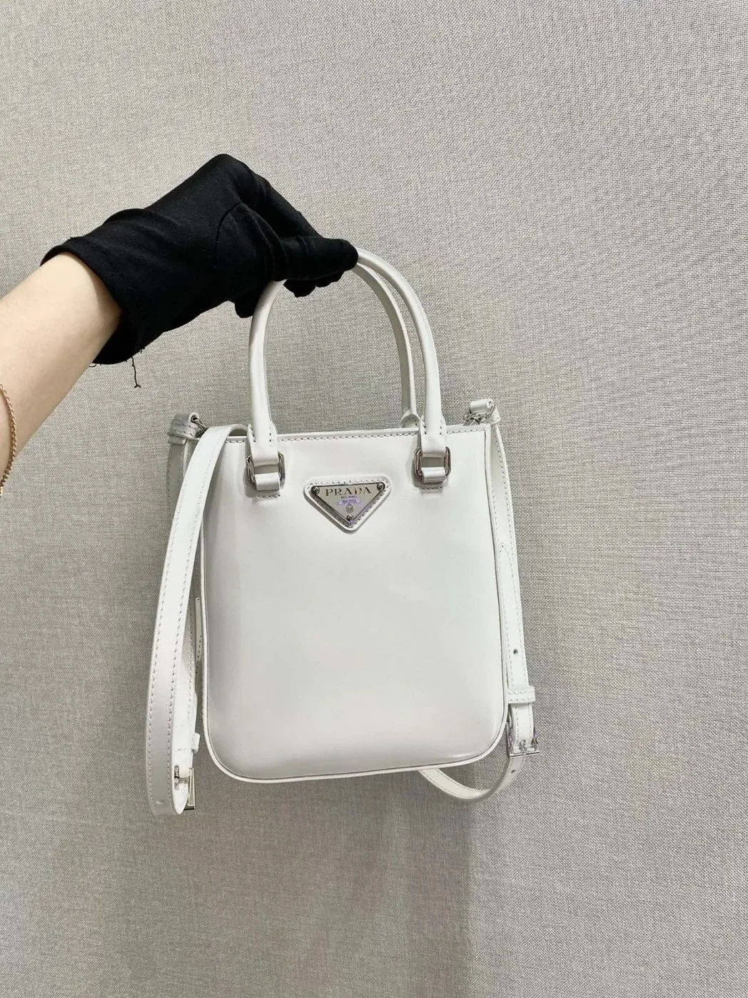 Prada Small Brushed Tote White Prada Small Brushed Tote White