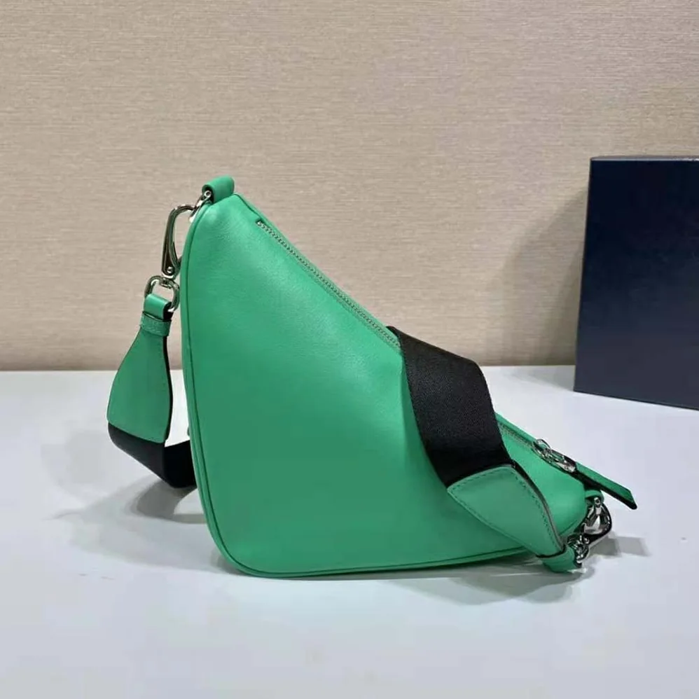 Prada Leather Triangle Shoulder Bag for Women in Green Prada Leather Triangle Shoulder Bag for Women in Green